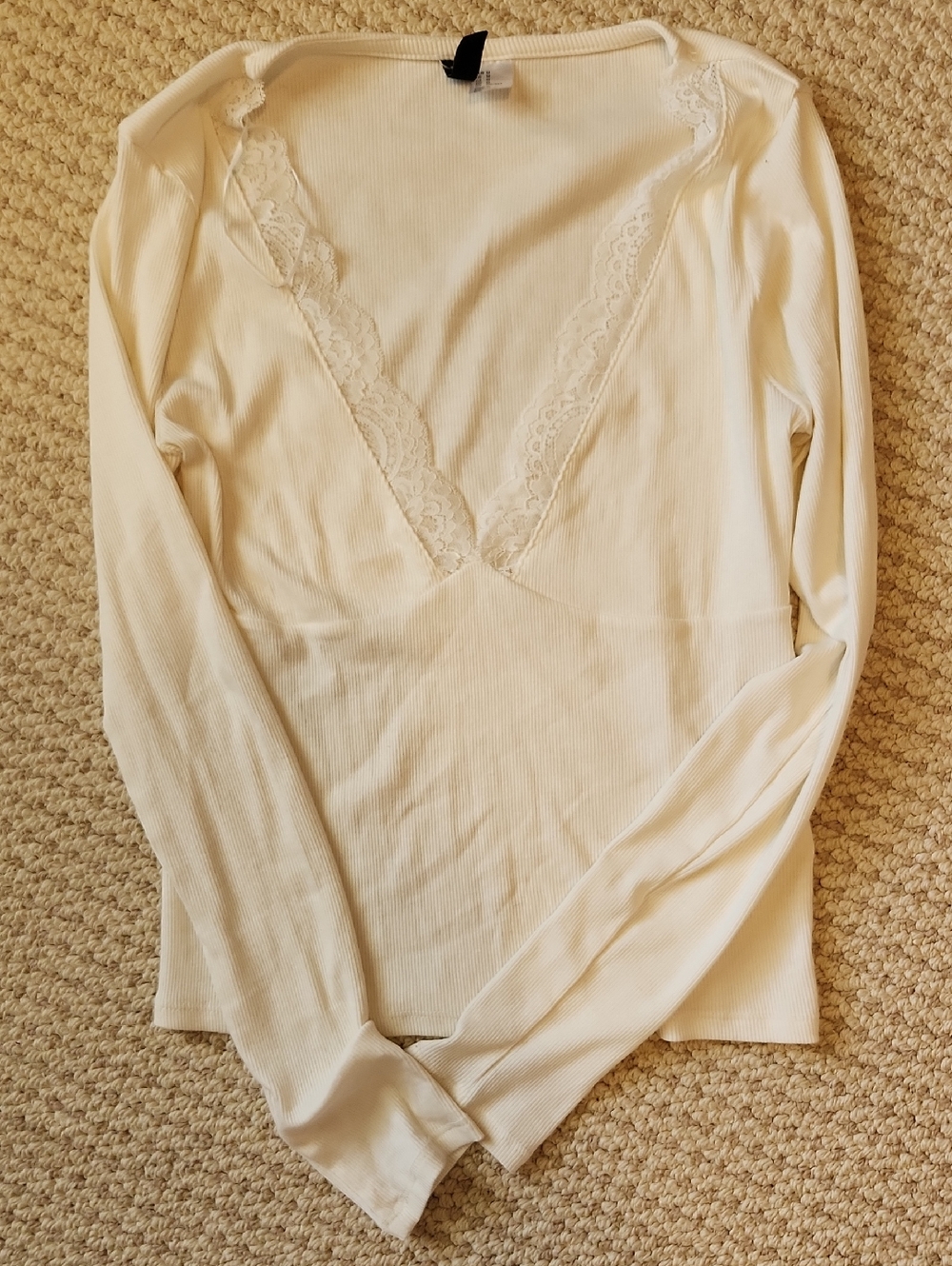 H&M Cream Ribbed Tank Top